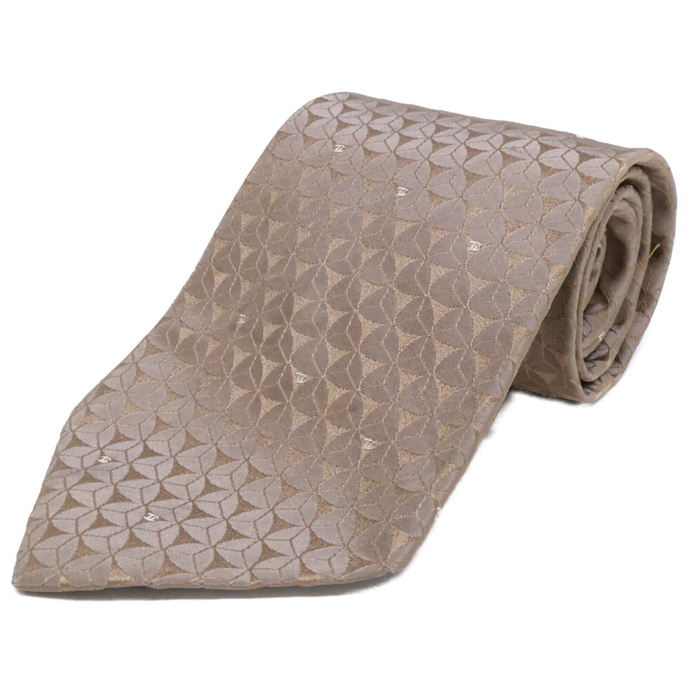 CHANEL Coco Mark Silk Jacquard Tie, Greige, Men's